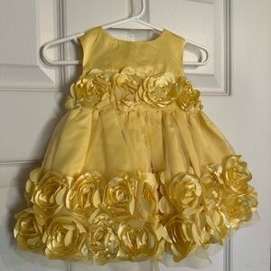 Holiday Editions Yellow Rose Appliqué Tulle Party Dress